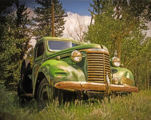 Old Green Truck paint by number