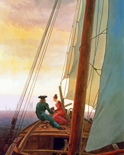 On Board A Sailing Ship David Friedrich paint by number