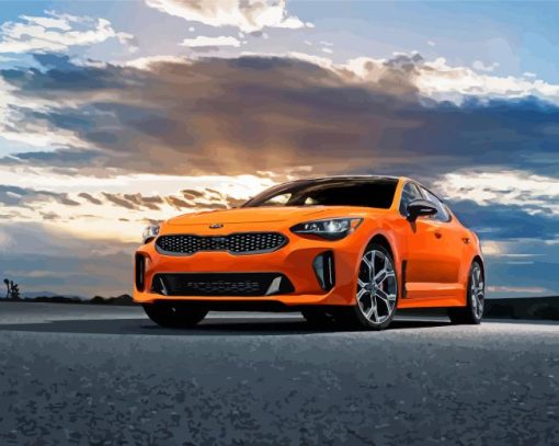 Orange Kia Stinger paint by number