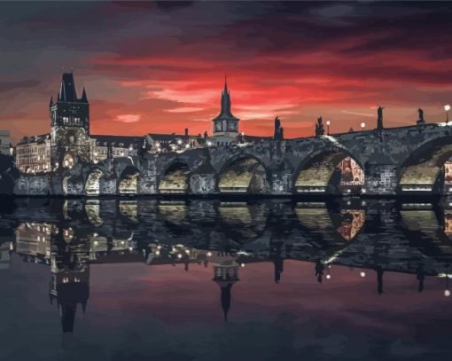 Prague St Charles Bridge paint by number