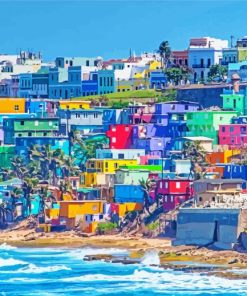 Puerto Rico Colorful Buildings paint by number