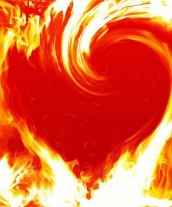 Red Fire Heart paint by number