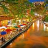 San Antonio River Walk At Night paint by number