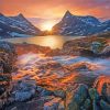 Scandinavian Mountains At Sunset paint by number