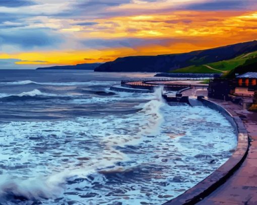 Scarborough Beach At Sunset Paint by number