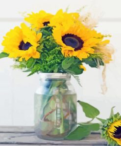 Sunflowers In Jar Art paint by number