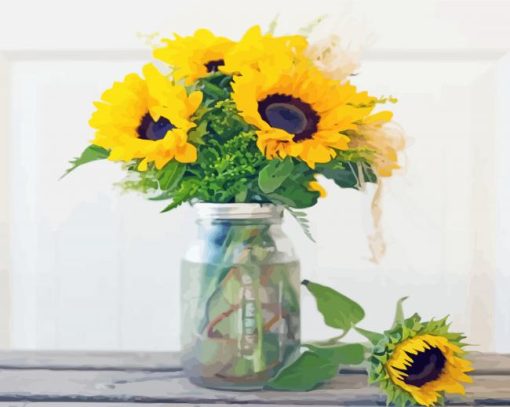 Sunflowers In Jar Art paint by number