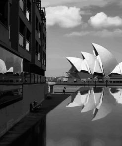 Sydney Black And White Water Reflection paint by number