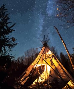 Teepee With Stary Sky Paint by number