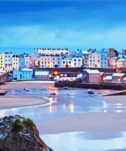 Tenby Harbour Wales paint by number