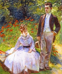 The Artist's Son And Sister In The Garden At Sèvres Marie Bracquemond paint by number