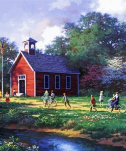 The Little Red Schoolhouse paint by number