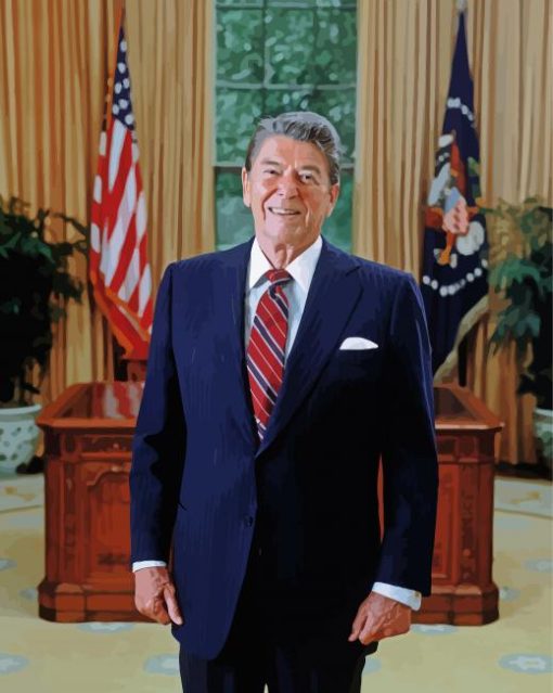 US President Ronald Reagan paint by number