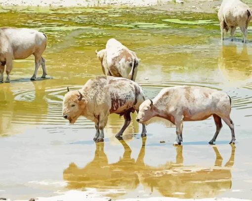 White Bison Animals paint by number