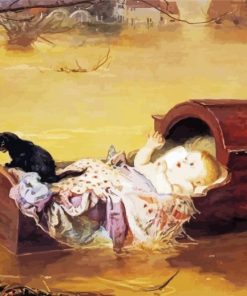 Abandoned Child And Cat Art paint by number