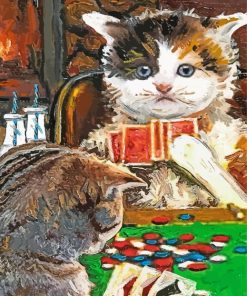 Aesthetic Cats Playing Poker paint by number