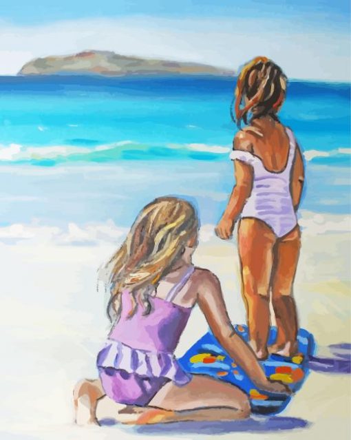 Aesthetic Ocean And Two Girls paint by number