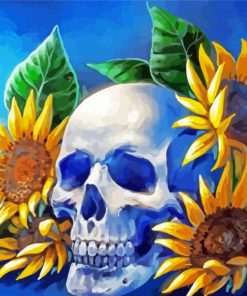 Aesthetic Skull Sunflower paint by number