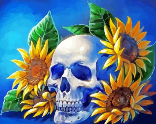 Aesthetic Skull Sunflower paint by number