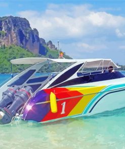 Aesthetic Speed Boat paint by number