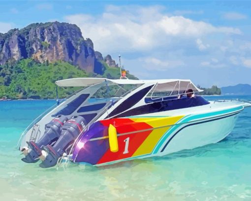 Aesthetic Speed Boat paint by number