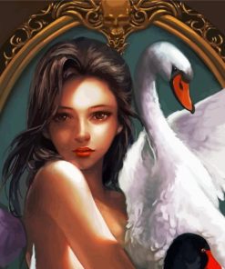 Aesthetic Woman And Swan Illustration paint by number