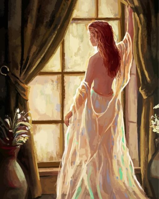 Aesthetic Woman In Window Art paint by number