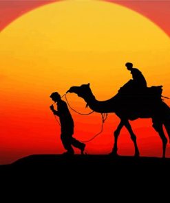 Aesthetic Moroccan Camel Tour Silhouette paint by number