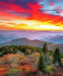 Aesthetic Sunset Appalachian Mountains paint by number