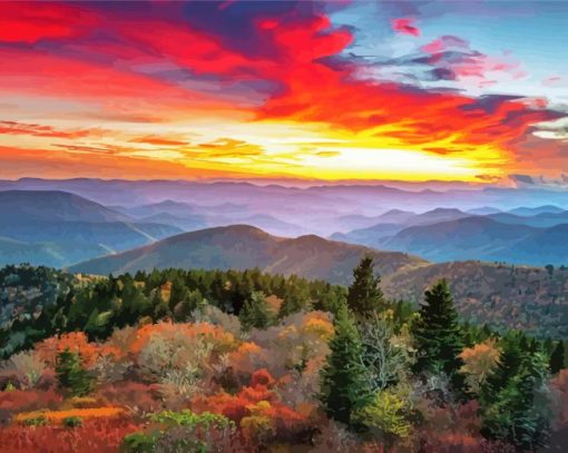 Aesthetic Sunset Appalachian Mountains paint by number