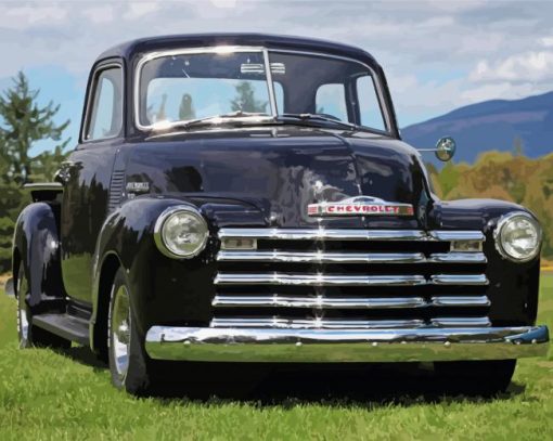 Black Chevy 1950 paint by number