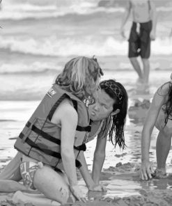 Black And White Kids On A Beach paint by number