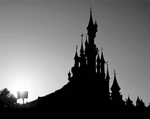 Black And White Disney Silhouette paint by number