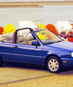 Blue Vw Cabriolet paint by number