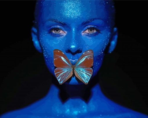 Blue Lady And Butterfly paint by number