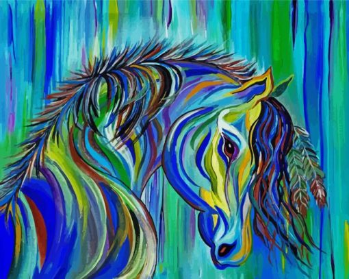 Colorful Native American Horse paint by number