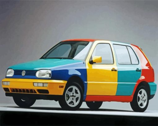 Colorful Vw Golf Car paint by number