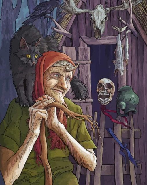 Crone And Her Cat paint by number