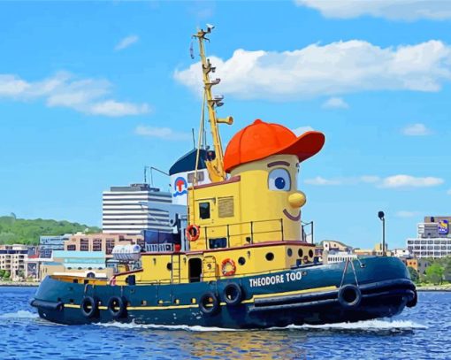 Cute Tug Boat paint by number