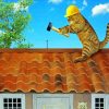 Funny Cat On Roof paint by number