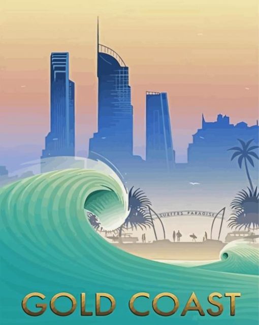 Gold Coast Australia Poster paint by number