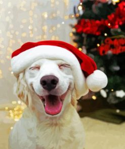 Happy Santa Puppy paint by number