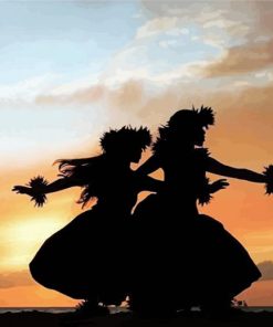 Hawaiian Hula Dancers Silhouette paint by number