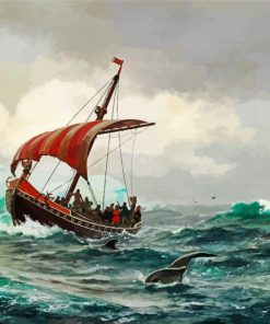 Longboat In The Ocean paint by number