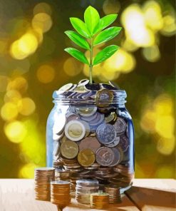 Money Tree In Glass jar paint by number