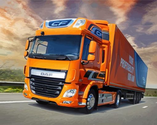 Orange Lorry paint by number