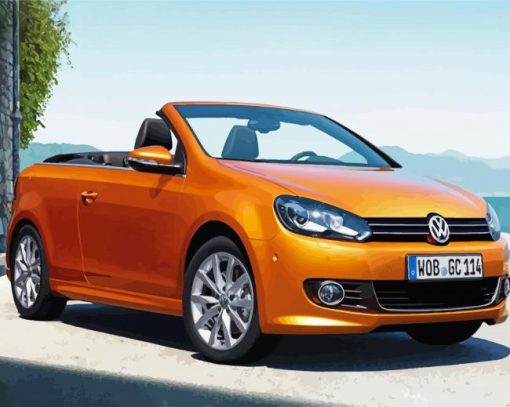 Orange Vw Cabriolet paint by number