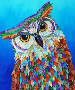 Owl Bird Collage Art paint by number