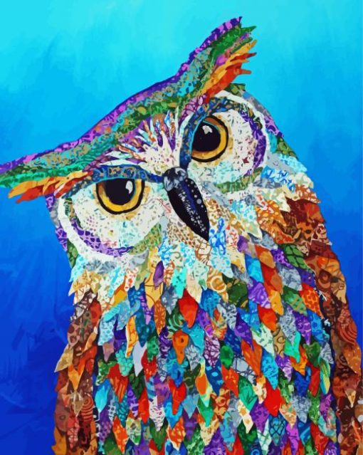 Owl Bird Collage Art paint by number