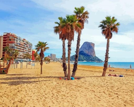 Palm Trees In Costa Blanca Beach paint by number